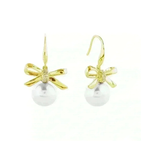Ribbon Pearl Earrings - Picture 1 of 1